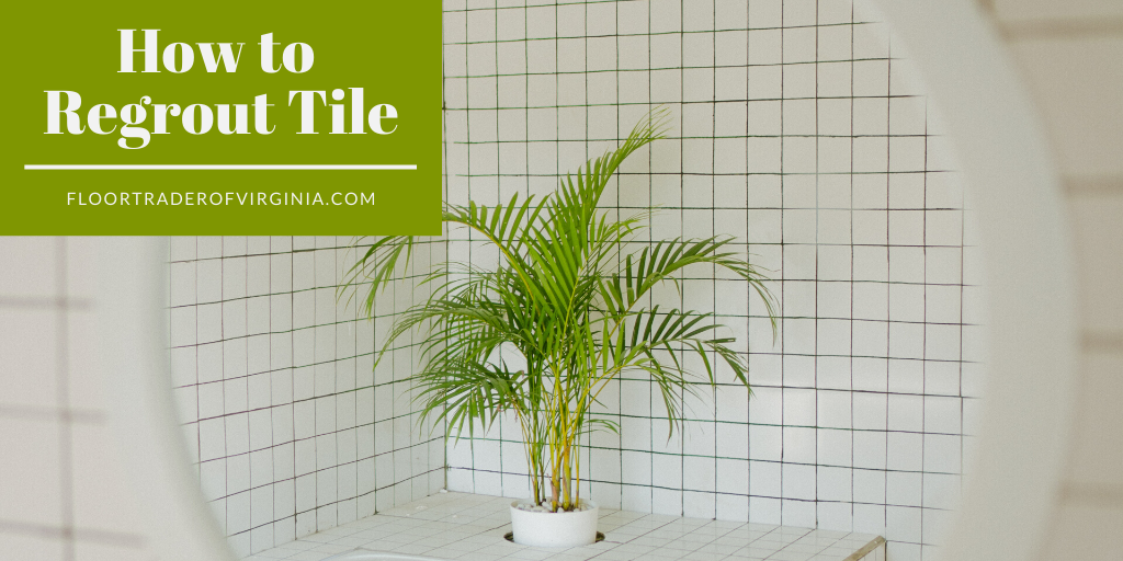 how to regrout tile graphic overlaid image of bathroom tile reflected in white mirror